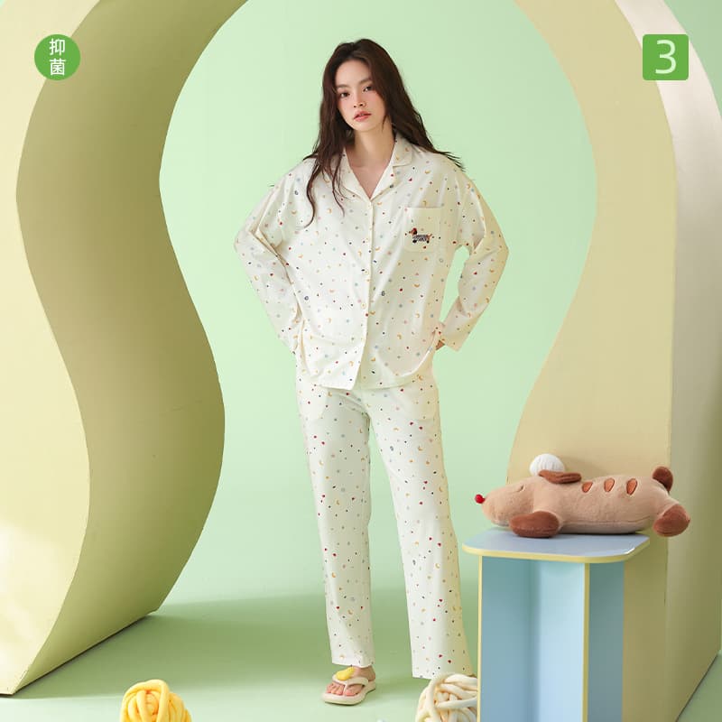 [Antibacterial Xinjiang Cotton] Stretch Cotton Cartoon Dopamine Spring New Long Sleeve Women's Pajamas Pure Cotton Homewear