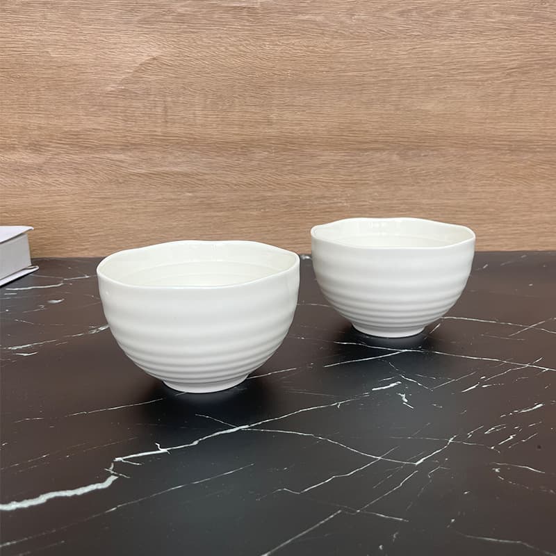 Dehua ceramics off-white rice bowl household porridge bowl lace bowl soup bowl 5-inch exquisite noodle bowl high-end