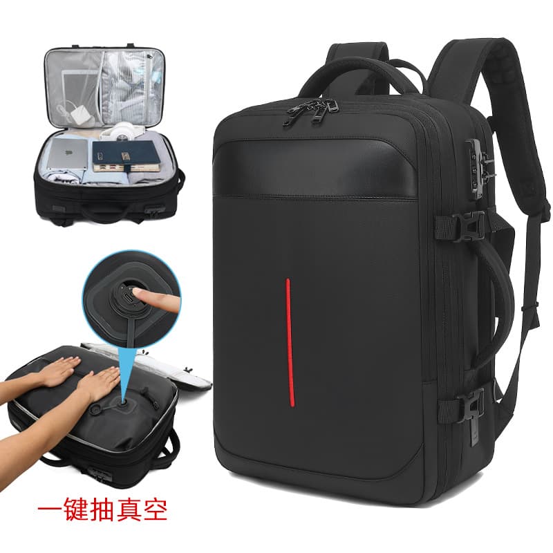 Cross-border men's business computer backpack business trip vacuum backpack large capacity vacuumable compression backpack