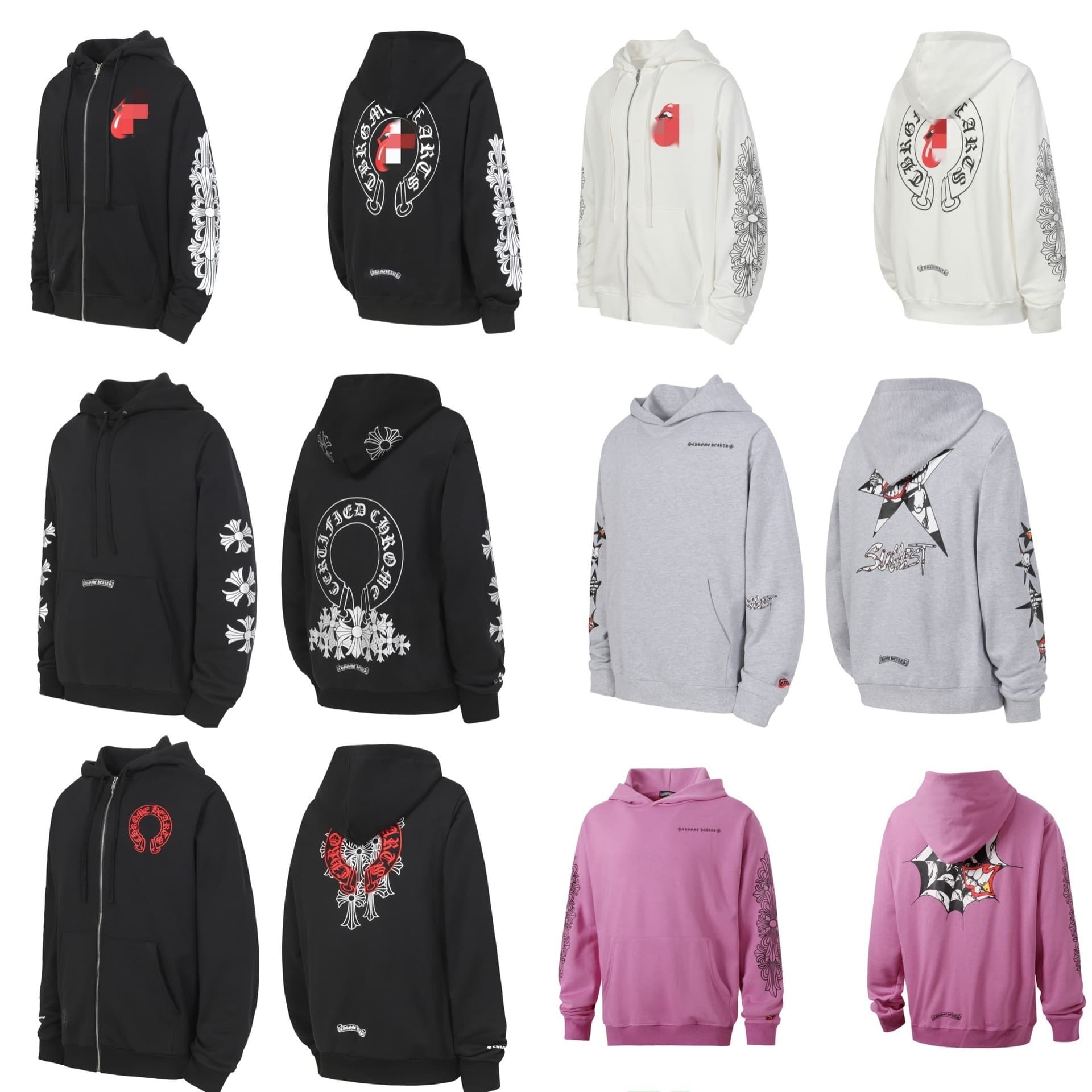 2025 New Chrome Hearts Basic Horseshoe Sanskrit Print Hoodie Jacket Collection