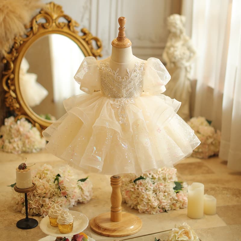 Super fashionable girls' catwalk princess dress for baby's first birthday dress, forest style hundred-day cake dress