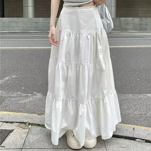 Summer 2024 New White Skirt Women Petite Long A-line Skirt Cake Skirt Women Midi Long Skirt