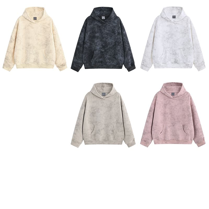 380g Simple Trend Short Wide Coarse Texture Tie-Dye Hoodie