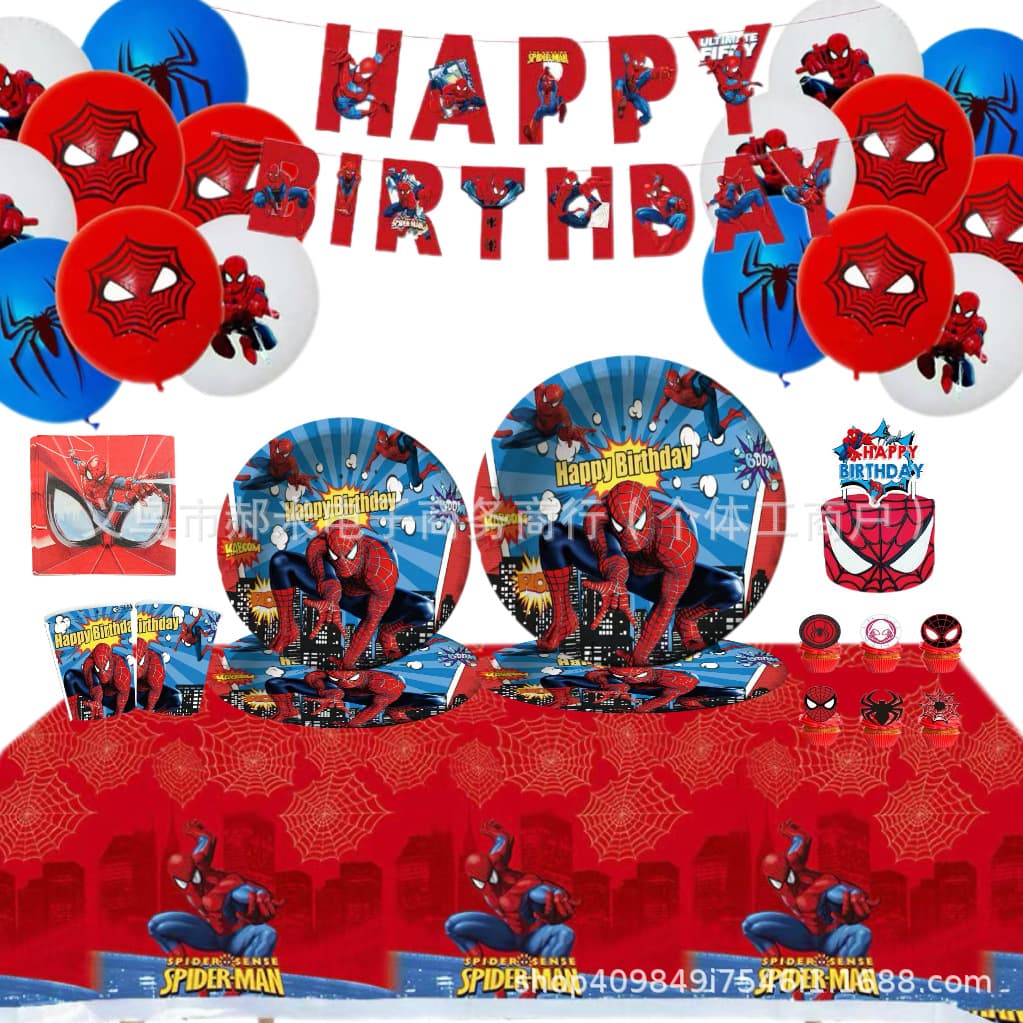 Amazon Red Spider-Man Theme Birthday Holiday Party Decoration Superhero Party Decor Tableware Set