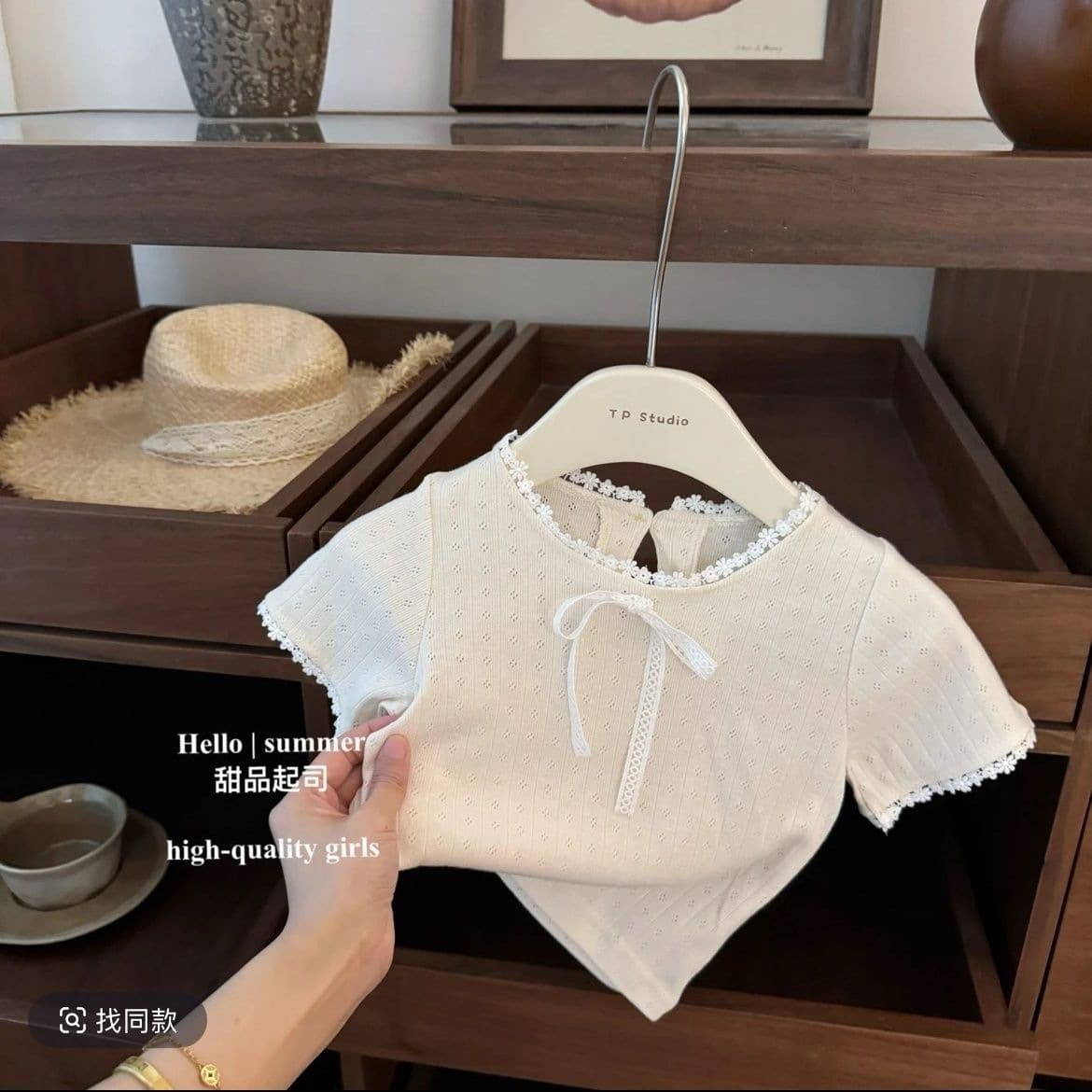 Kindergarten girls summer two-piece summer clothing children's thin 2026 new short-sleeved denim fashionable baby suit