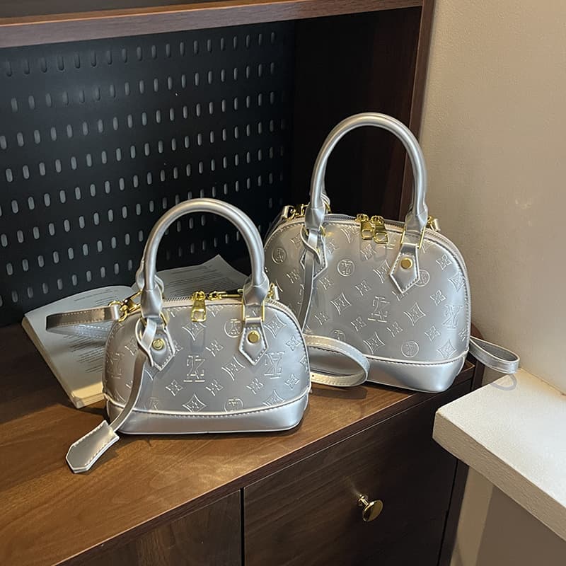 Cross-border embossed glossy handbags, large and small shell bags, new patent leather versatile cross-body shell bags, cross-border trend