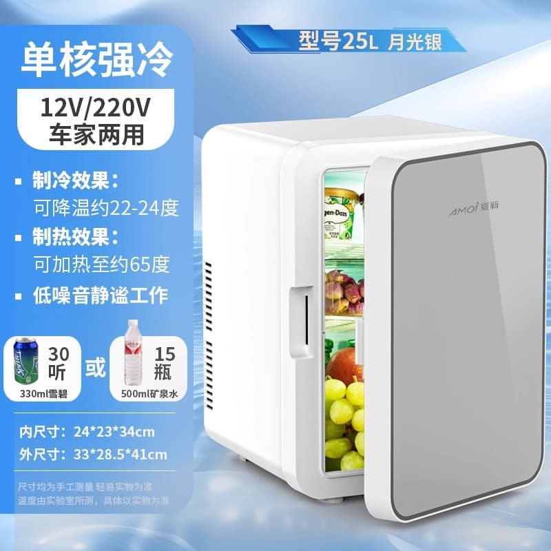 Wholesale Amoi 8L Mini Fridge Small Household Dormitory Single Door Refrigerator Car and Home Dual Use Portable Cooler Wholesale