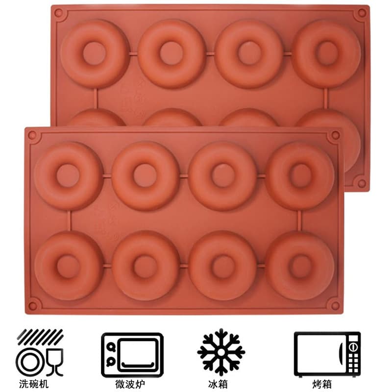Cross-border New Stock 8-Cavity Donut Silicone Mold DIY Cookie Biscuit Chocolate Baking Mold
