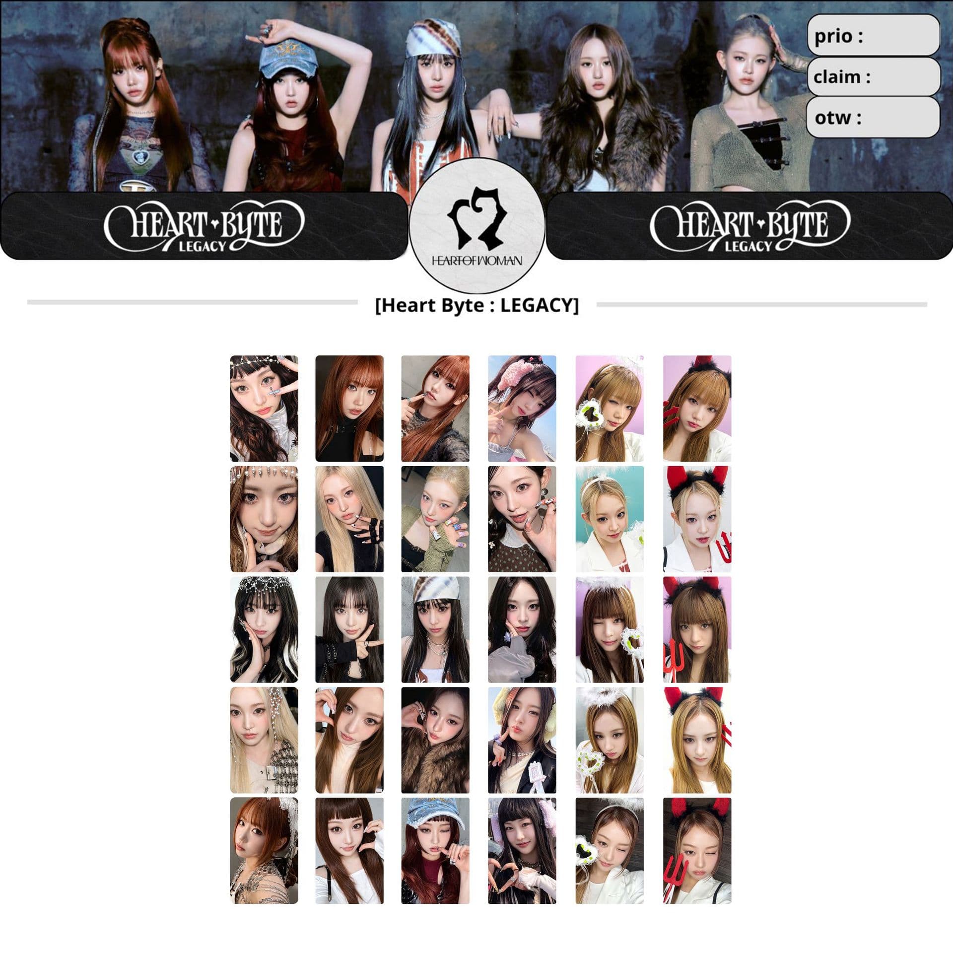 HOW Girl Group HeartOfWoman Photocards Heart Byte LEGACY Merchandise Collectible Cards Double-sided HD