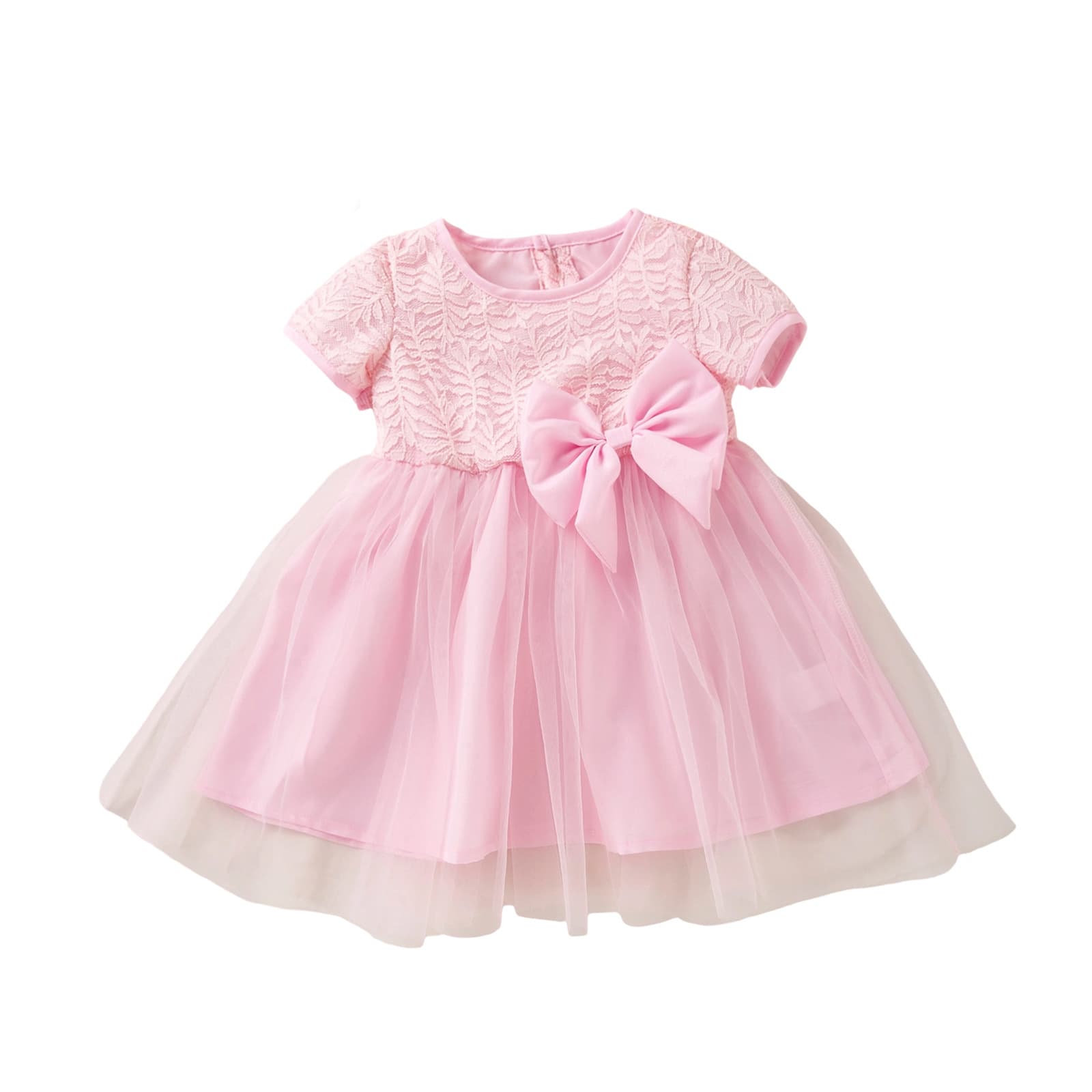 Korean Style Girls Summer Dress 2026 New Kids Elegant Princess Dress Little Girl Pink Dress