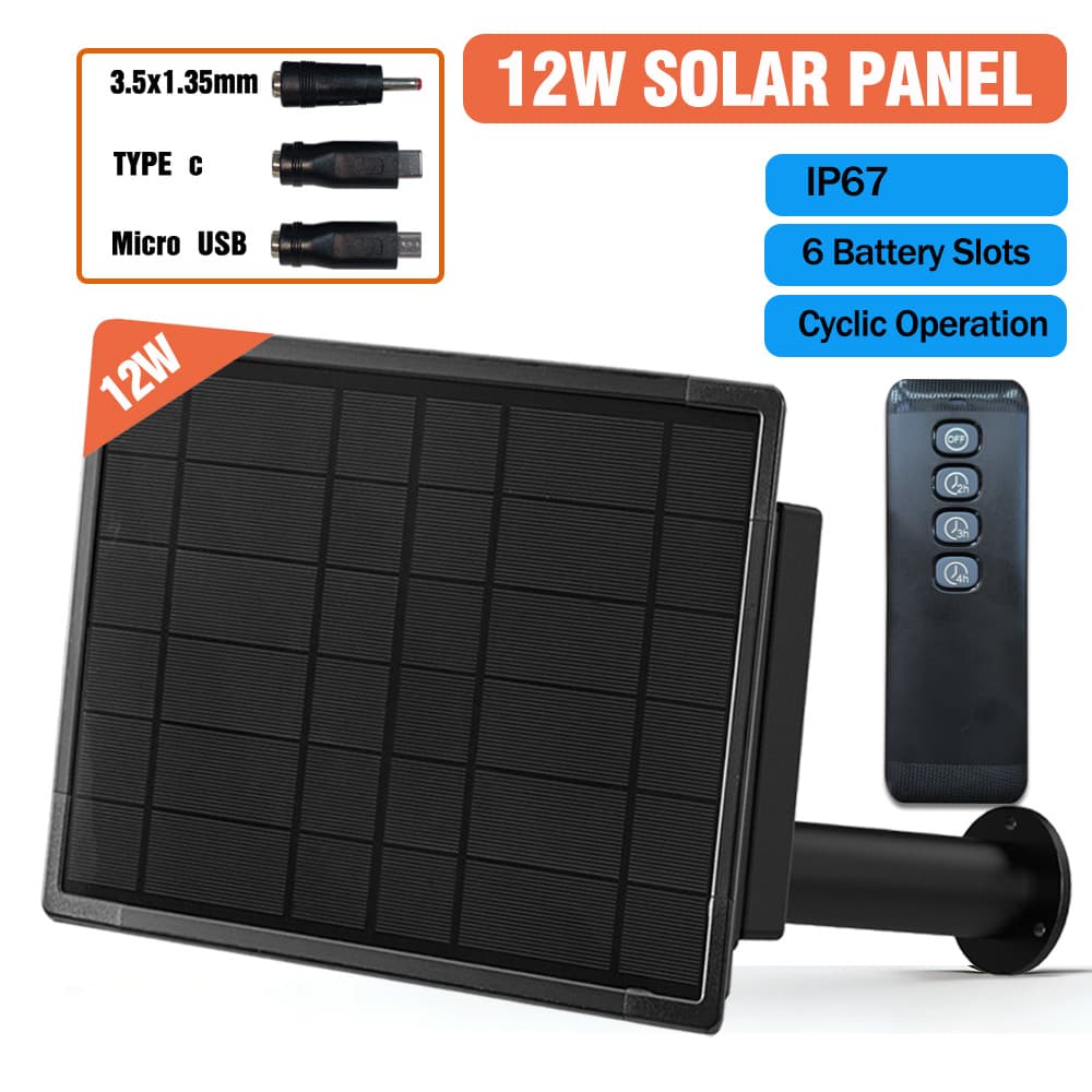 12W Mini Solar Panel 18650 Battery Box 5V Device Wireless Remote Control Power Timer On