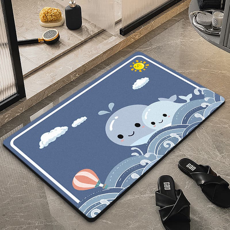 Cartoon Home Bathroom Non-Slip Mat, Absorbent Quick-Dry Easy-Clean Bath Mat, Dropshipping Available