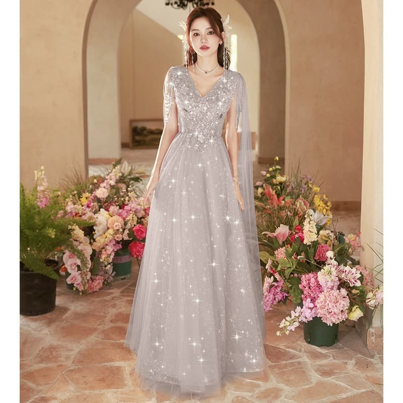 Ethereal Host Evening Gown Luxury Niche Banquet High School Adult Ceremony 18th Birthday Piano Performance Dress