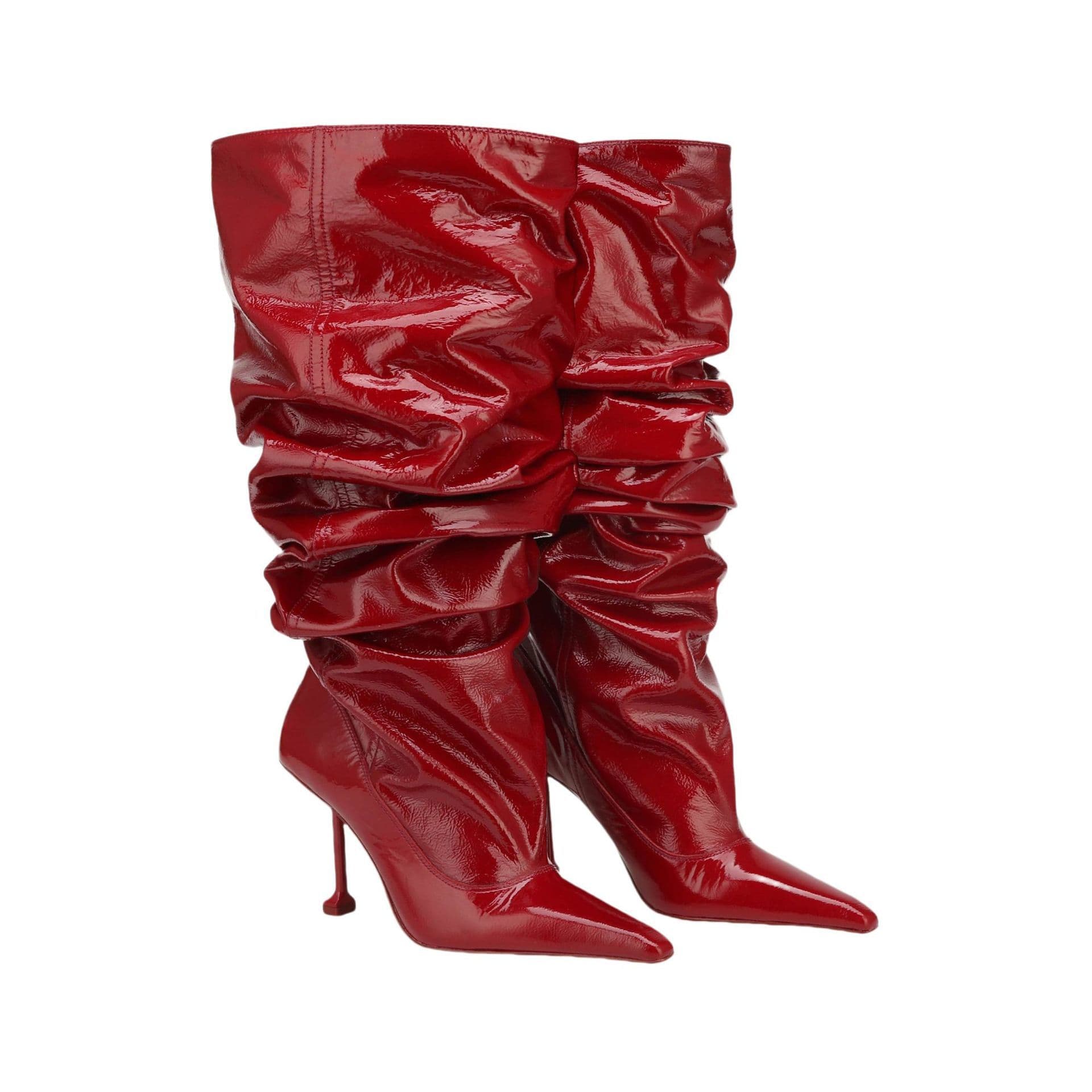 Large tube high heel boots European and American hot girls square toe stiletto boots cross-border catwalk style party fashion boots