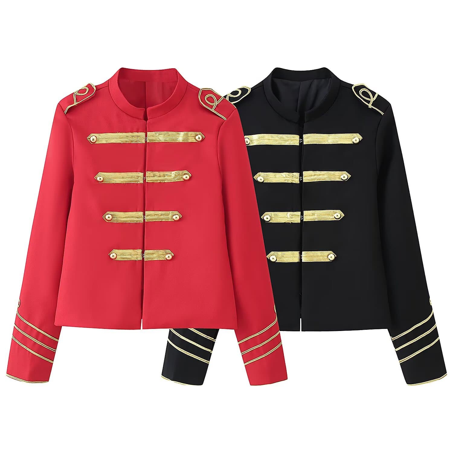 ZG Women's New 2026 Summer Fashionable Slim Fit Structured Shoulder Jacket with Gold Button Trim in Two Colors