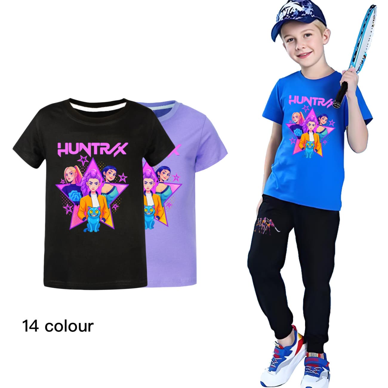 Kpop Witch Hunt Girl Group Kids Summer Short Sleeve T-Shirt and Pants Set 5030
