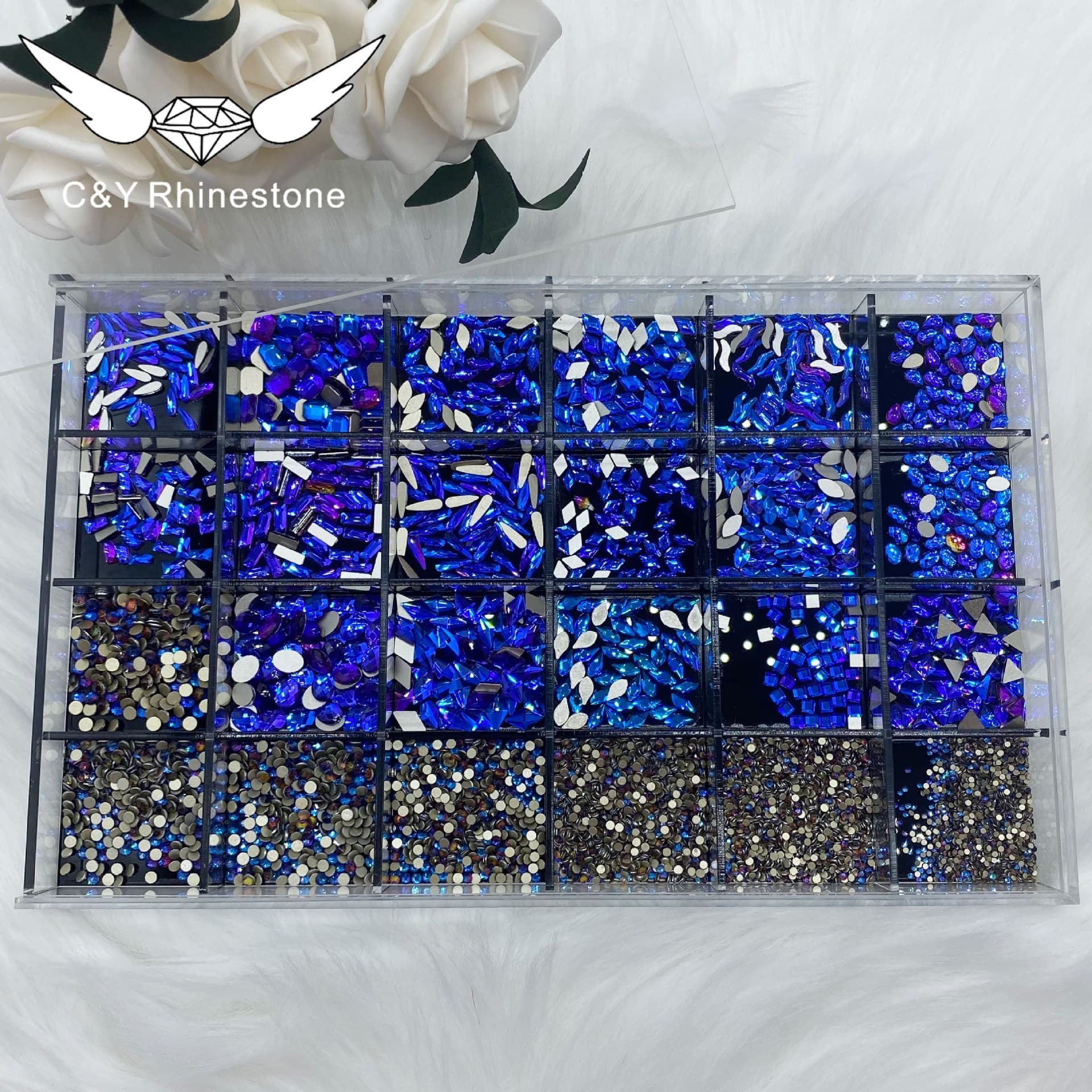 CY Shape Gemstone Set Rhinestone Strass Blue Nail Art Flat Back Crystals
