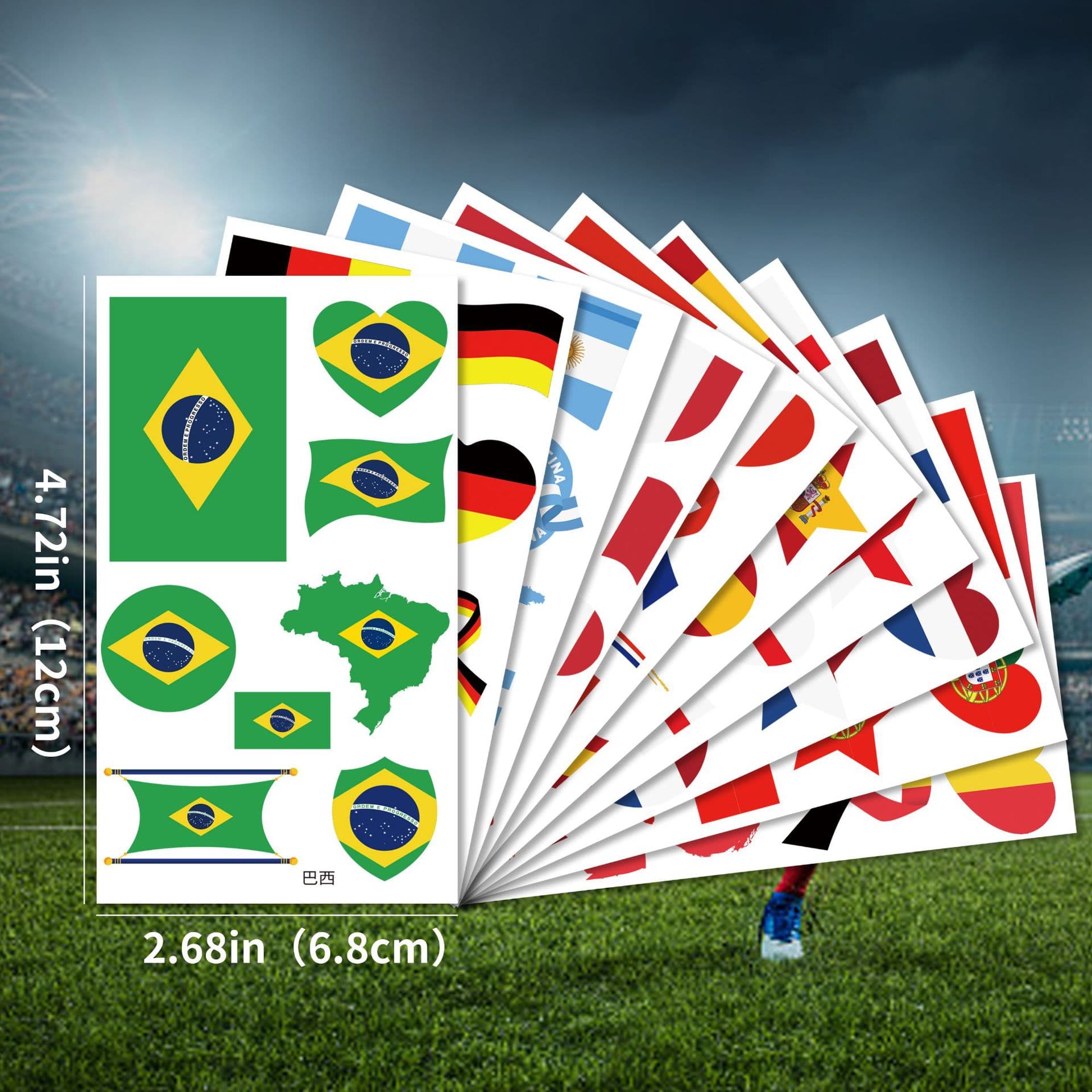 Cross-border Source World Flag Face Tattoo Stickers for World Cup Sports Matches Cheerleading Temporary Tattoos