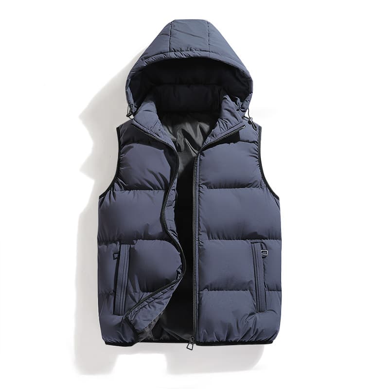 Men's cross-border cotton vest, new autumn and winter style, hooded, plus size, group purchase, foreign trade in stock, men's clothing, solid color cotton vest.