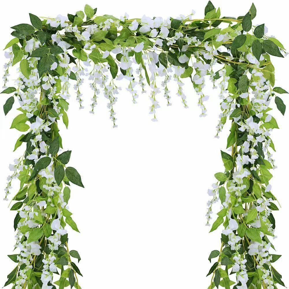 Artificial Purple Vine Flowers Faux Plant Vine Decorative Wrapped Hanging Plastic Flower String Plant Cover