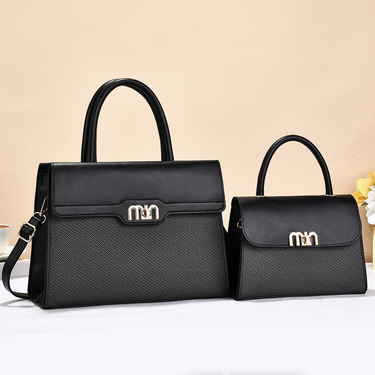 Handbags Two-Piece Set Women's Bag 2025 New Crossbody Middle-Aged Lady Bag European and American Large Capacity Handbag Commuter Bag