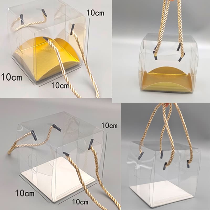 Transparent Handheld Cake Boxes 4 Inch 5 Inch Cheese Dessert Packaging Pet Small Pastry Box Baking Packaging