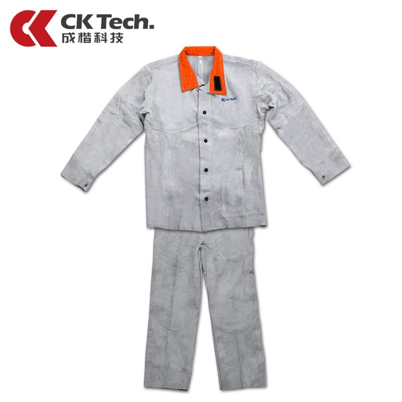 Chengkai Technology Cowhide Wear-Resistant Heat Insulation Fireproof Welder Suit Welding Electric Welding Outfit Welder Protective Suit Set