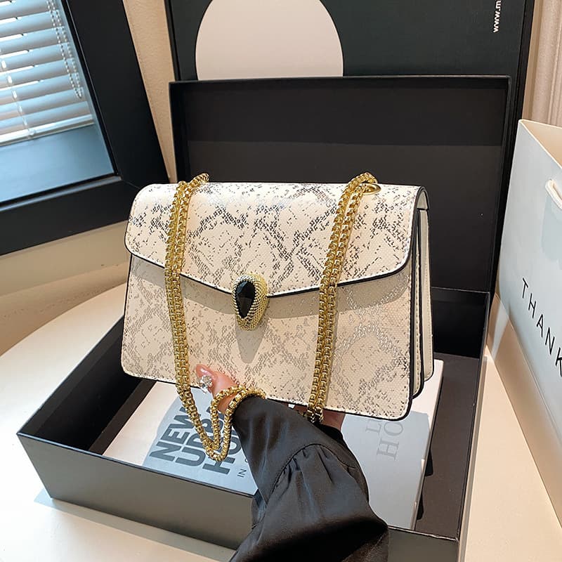 Snake pattern bag women's bag cross-border bags 2026 new European and American retro chain bag women's shoulder crossbody small square bag