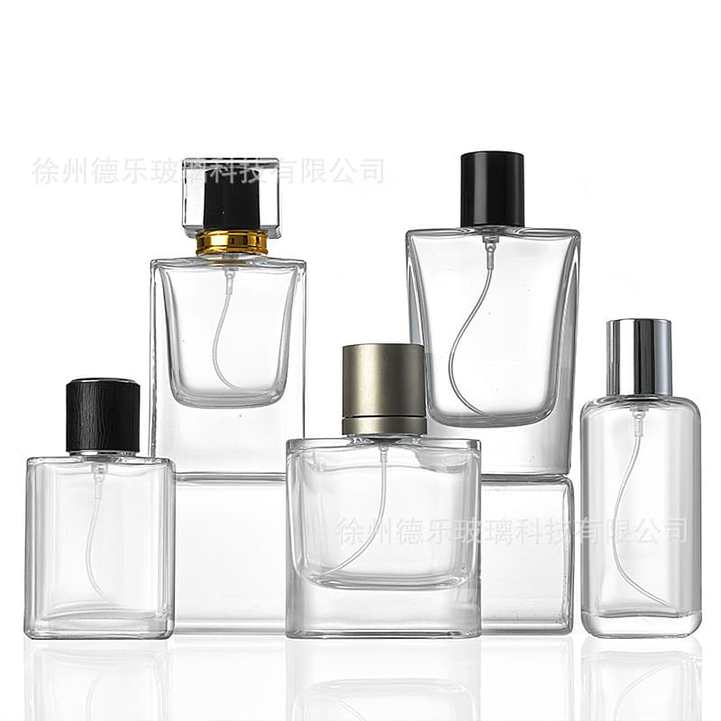 In Stock Perfume Glass Bottle 50ml Crimp Perfume Spray Packaging Bottle 100ml Hydrating Toner Refill Bottle