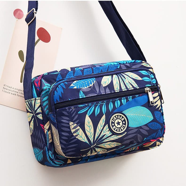 New Style Stall Bag Nylon Fabric Women's Floral Bag Single Shoulder Crossbody Bag Middle-aged and Elderly Casual Canvas Bag Mom Bag