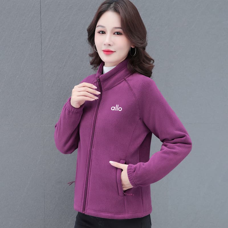 Oli Fleece Stand Collar Jacket for Women Autumn Winter 2025 New Plus Size Mother's Thick Velvet Fleece Coat