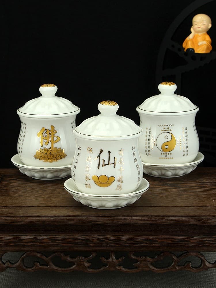 Ceramic water supply cup, holy water cup, Buddha water cup, water purification cup, God of Wealth Immortal Family water cup, Guan Gong Guanyin cup, Great Compassion water cup
