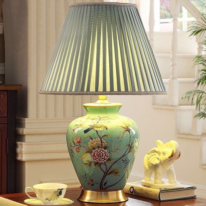 American ceramic table lamp bedroom bedside lamp home warm room table lamp European bedside table decoration wedding room all copper