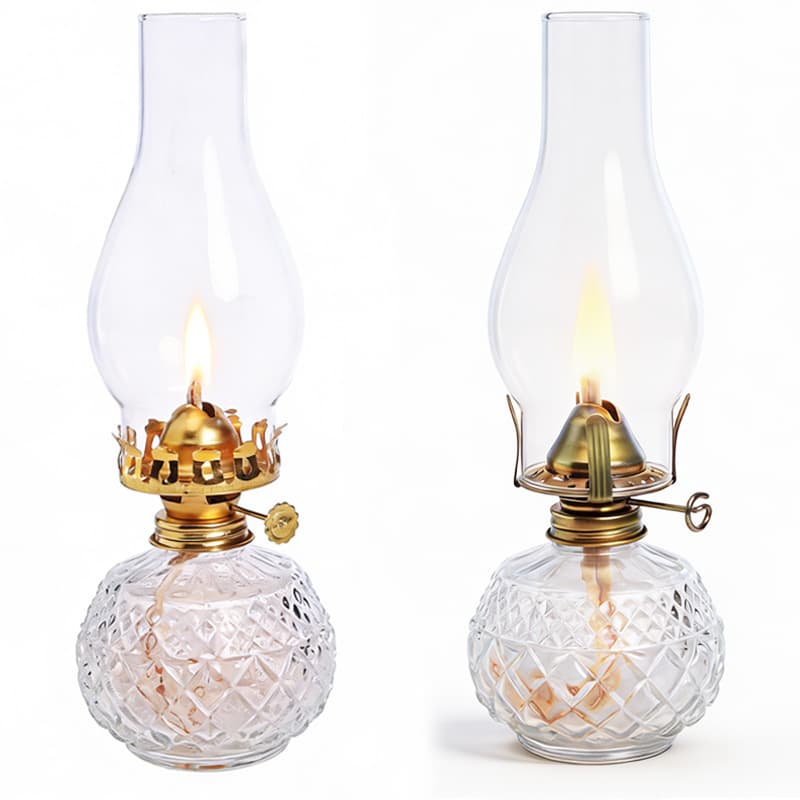 D555 Vintage Crystal Glass Kerosene Lamp Living Room Bedroom Decorative Ambient Night Light Emergency Lighting