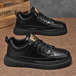 Autumn Men's Shoes New Breathable Chef Shoes Men Work Shoes Slip-resistant Wear-resistant Sports Casual Black Leather Shoes Skate Shoes