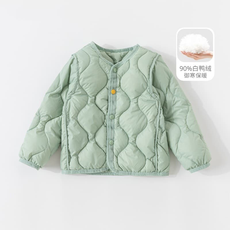 Autumn/Winter Baby Fleece-Lined Down Jacket, Winter Toddler and Small to Medium Kids' Thickened Coat, Down Inner Layer for Layering