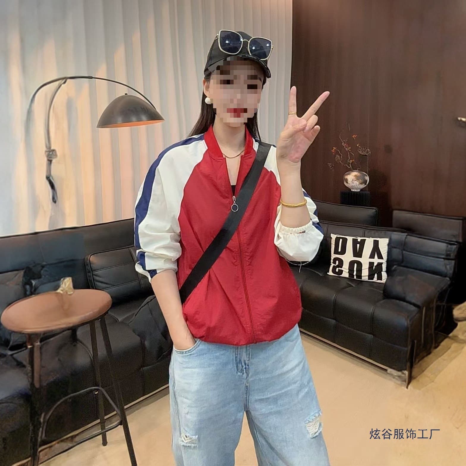 Women's Thin Summer Sun Protection Fashion Striped Loose Short Jacket with Color Block Design, Red, Blue, Other