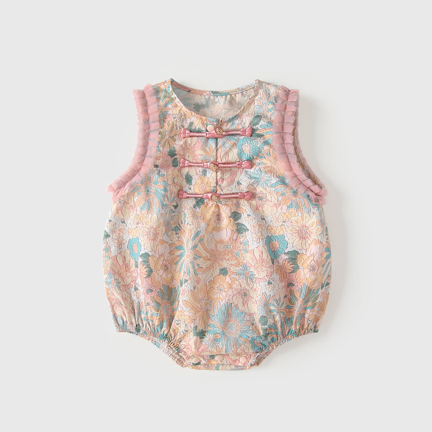 Baby Summer Thin Clothing, Small Month Old Girl Cheongsam Harem, Pure Cotton New Chinese Style, Full Moon 100 Days Grasp Bodysuit