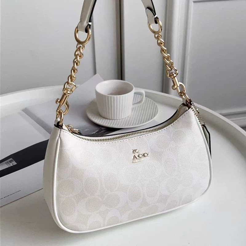 Kou's high-quality genuine leather women's bag tote bag Teri crescent armpit bag chain mahjong bag zipper shoulder bag
