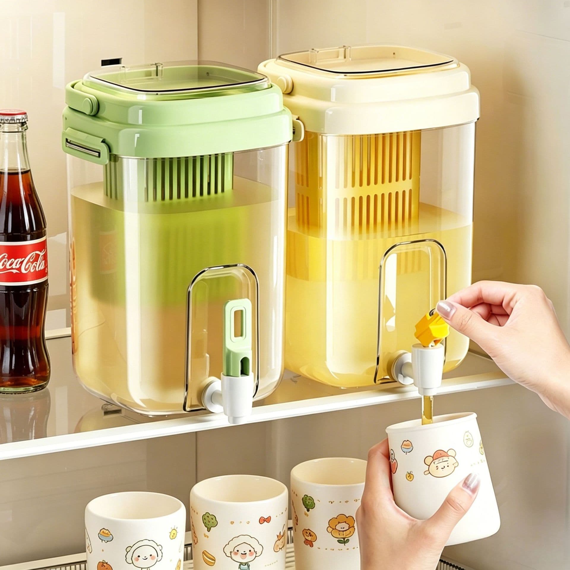 Cold Water Pitcher with Spout Fruit Tea Bucket Beverage Dispenser Large Capacity Household Cold Drink Bucket Camping Cold Brew Tea Kettle