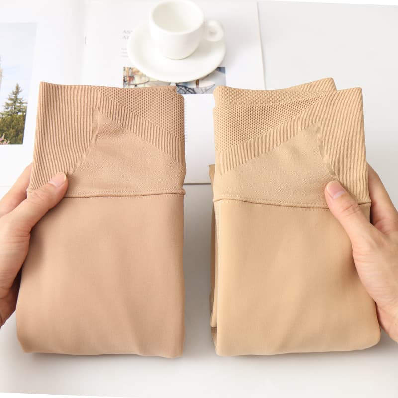Women's Outerwear Fleece-Lined Thickened Leggings Autumn/Winter Style, Flesh-Colored "Bare Leg" Magic, Skin Tone Wide Waist Shaping Lifting Lamb Fetal Fleece