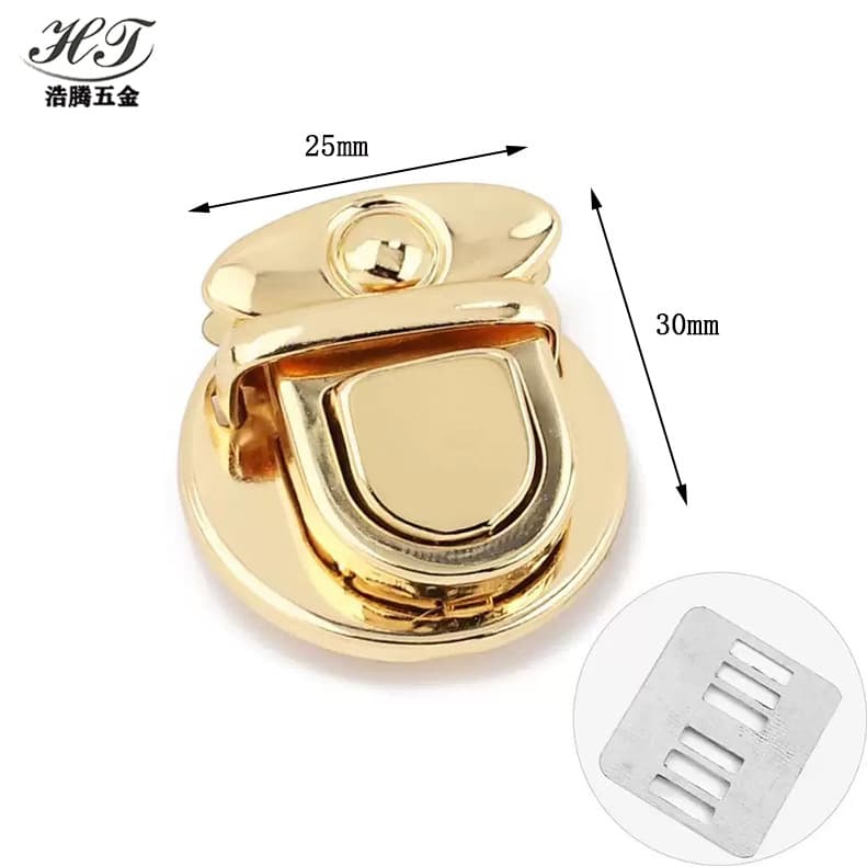 Manufacturer luggage hardware accessories insert lock bag purse metal buckle round push lock DIY iron sheet duckbill insert lock