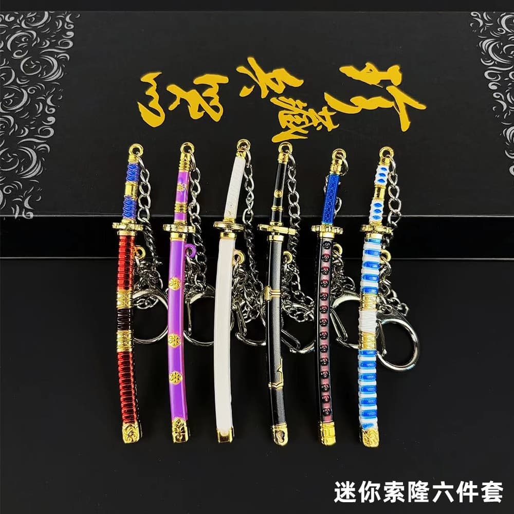 One Piece Weapon Accessories Zoro Three Swords Miniature Small Swords Enma Shusui Keychain Pendant Toy