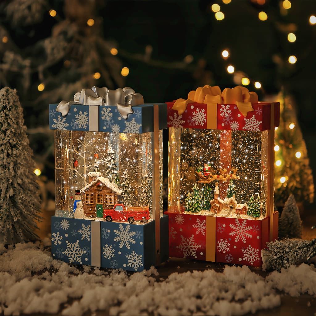 Christmas cross-border wind lantern gift package night light music box for the elderly decorative music box snow crystal ball