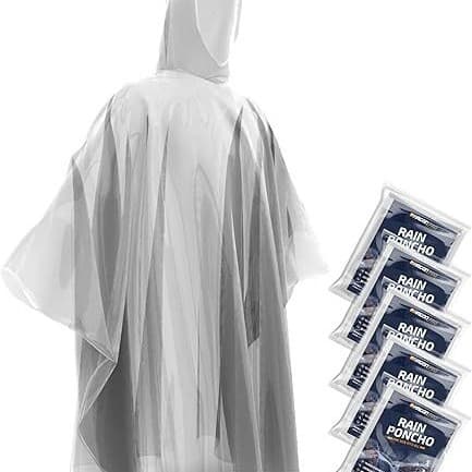 Adult disposable transparent cape rain poncho, for camping, hiking, emergency use