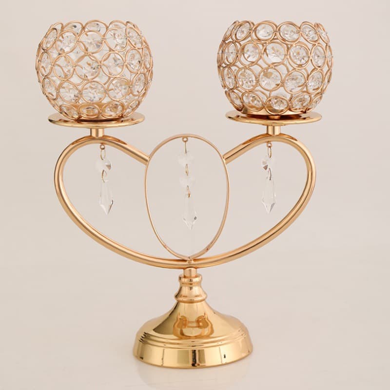 New European Crystal Candle Holder Casual Iron Gold Candle Holder Creative Halloween Candlestick Ornament Decoration