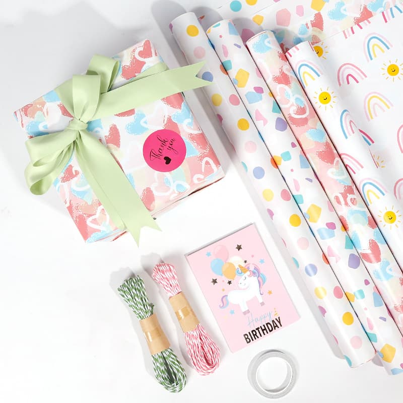 New star roll paper Valentine's Day birthday gift wrapping paper rainbow gravel polka dot large size gift paper