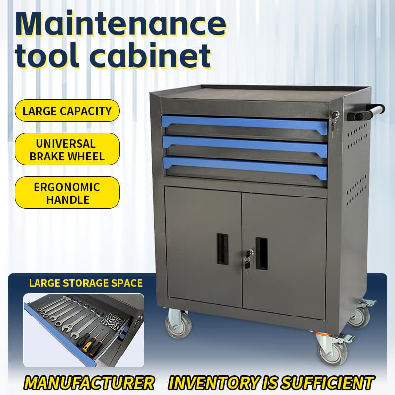 Mobile Drawer Tool Cabinet with Repair Cart, Reinforced Storage Cabinet for Factory Workshop, Auto Repair Hand Push Tool Cart, Hardware Tool Trolley