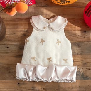Little Chanel Style Baby Girl First Birthday Dress Princess Dress Autumn Winter Doll Collar Bow Girl Birthday Vest Dress