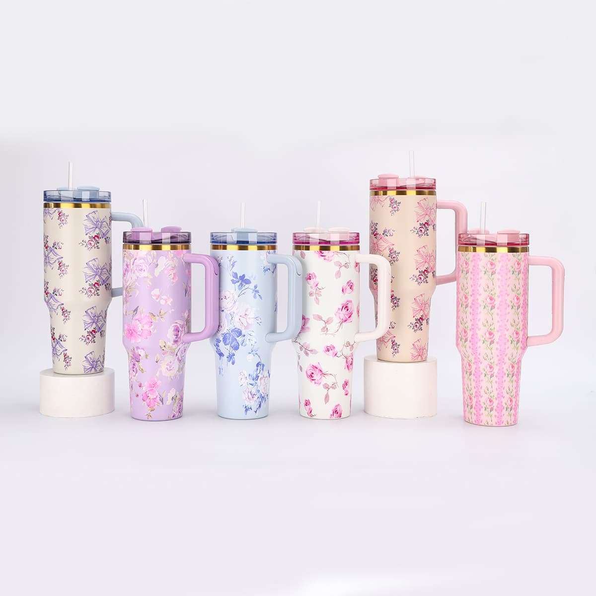 Stanley 2nd Gen 40OZ Floral Stainless Steel Insulated Tumbler Portable Car Cup Straw Cup Insulated Mug